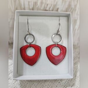 Sterling Silver and Enamel Earrings handmade Boho